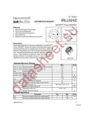 IRLL024Z datasheet  